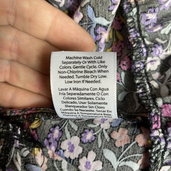 Terra Sky Womens Dress Black Floral Midi Pockets LS Peasant Whimsigoth Boho 2X - Picture 7 of 11